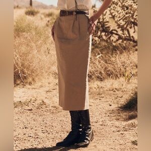 The Great THE PLEATED COLUMN SKIRT New With Tags Size 29 Desert Fatigue $350
